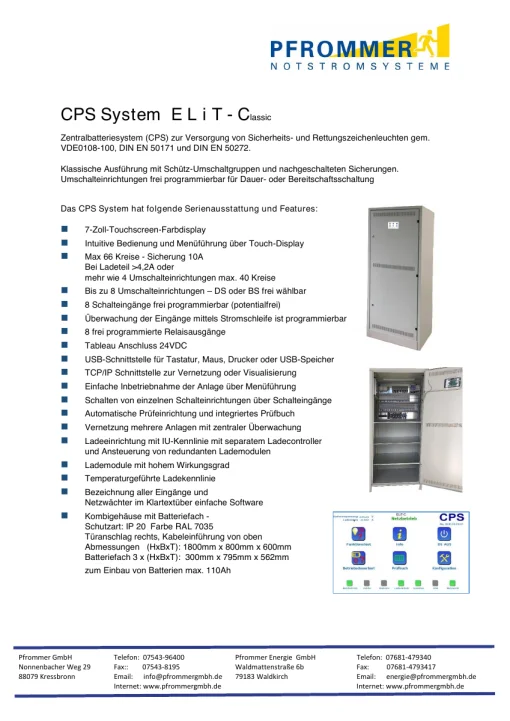 Erste Seite des Datenblatts ELiT-C (Classic)
