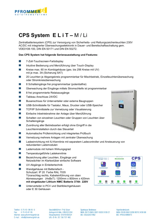 Erste Seite des Datenblatts ELiT-M / Li